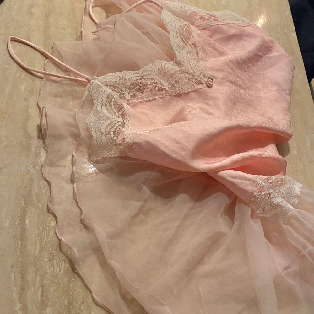 Vintage Pink Sheer Teddy Lace Trim boudoir